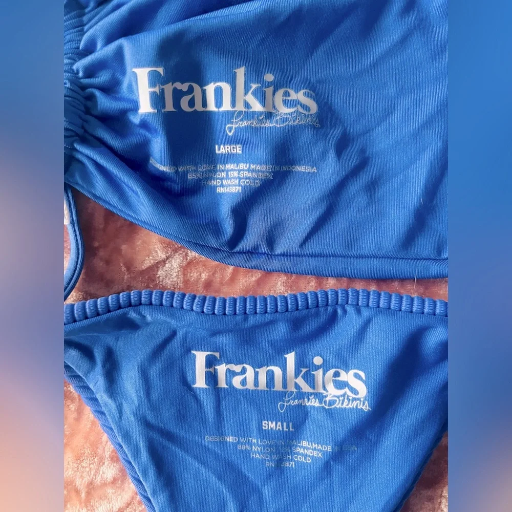 Frankie’s Bikini S/L: Sm Blue Amparo Willa Bottoms, Lg Blue Amparo Kailyn Top